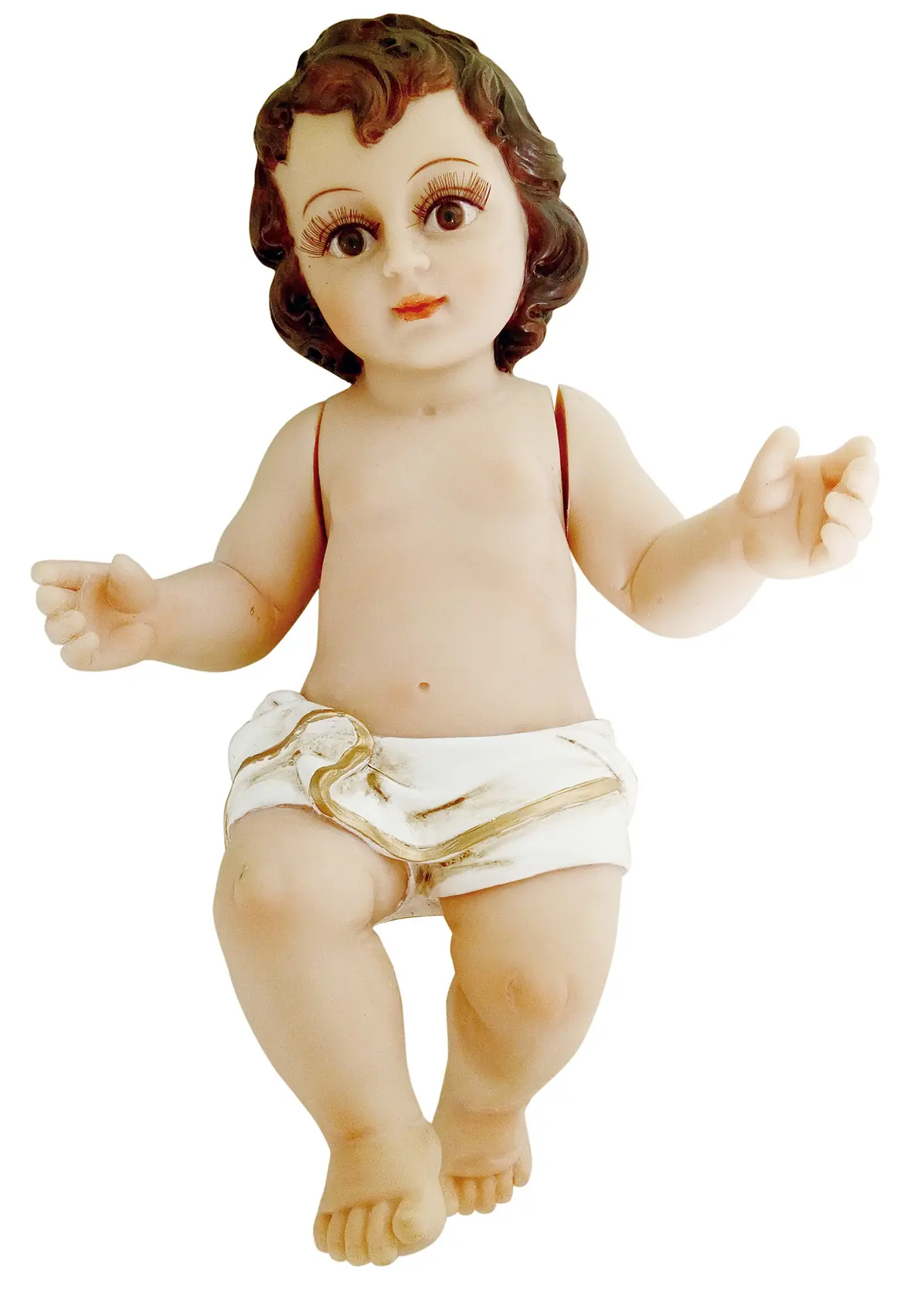 Movable Arms Nativity Baby Glassed Eyes Nino Jesus White Pants - Image 2