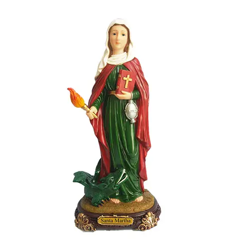 LG1333-12 12" Santa Marta Saint Martha Statue Holding torch