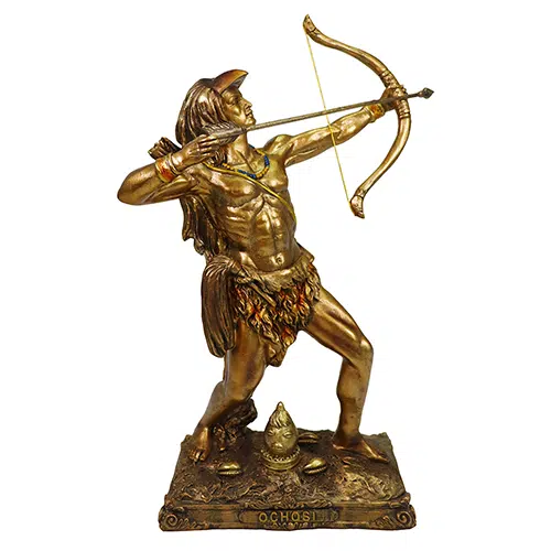 LG8362 5'' 13'' Orisha Ochosi Statue Bronce Color Style