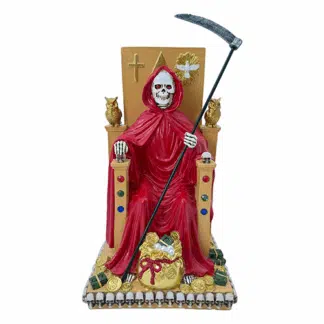 LG1880-12 Santa Muerte Estatua Holy Death Sitting Statue New Gold Style 12 Inches